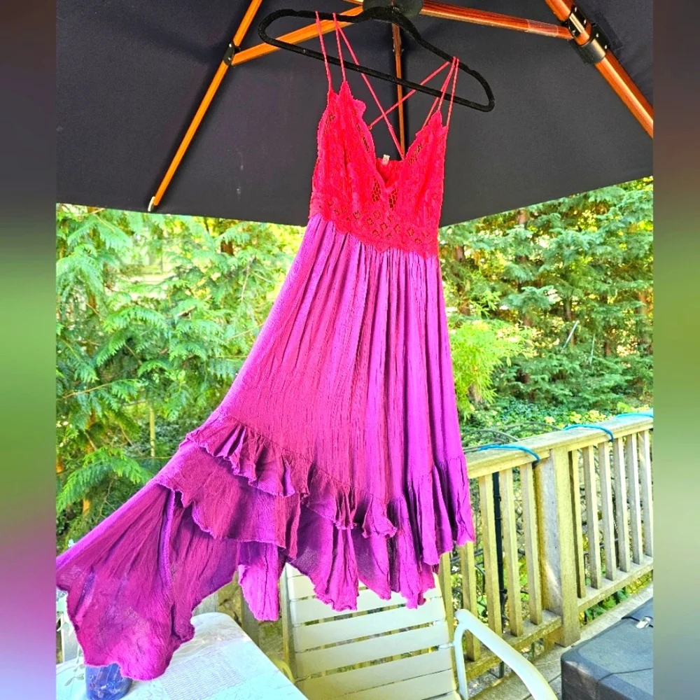 Nwot Free People One FP Adella dress in Red And Purple - Picture 7 of 15